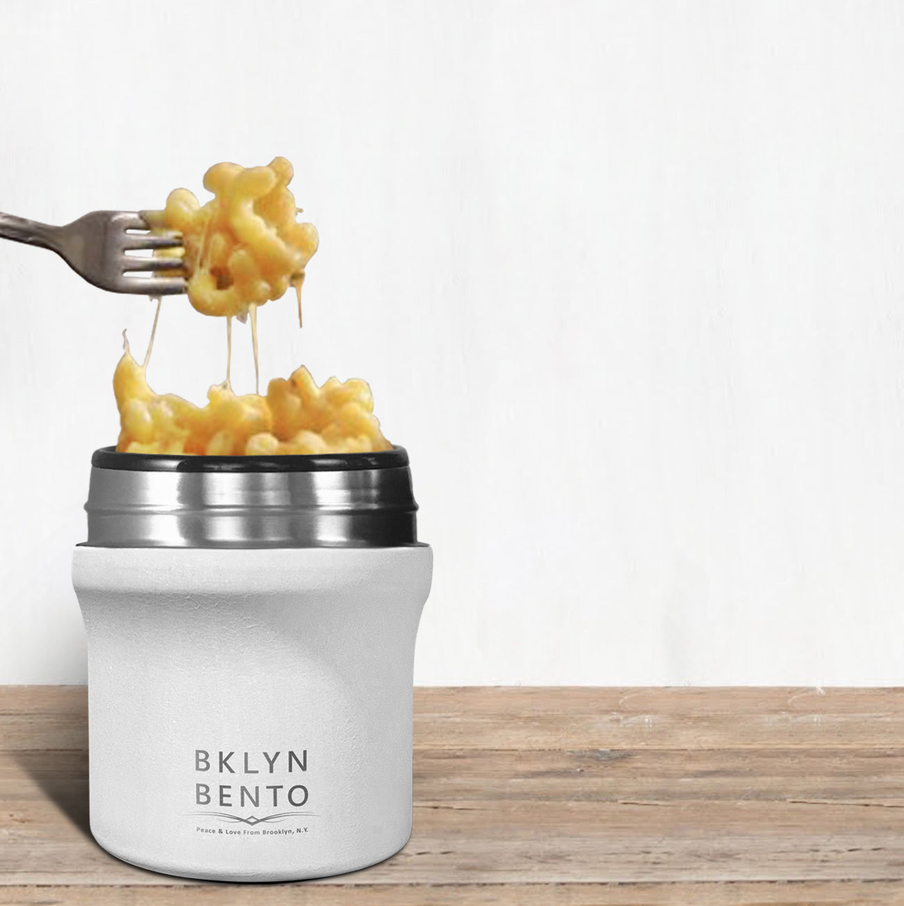 Bklyn Bento Stainless Steel Insulated Food Thermos with Bamboo Spoon, 100% Leak Proof Food Jar – Snow Crystal (Small / 10oz)