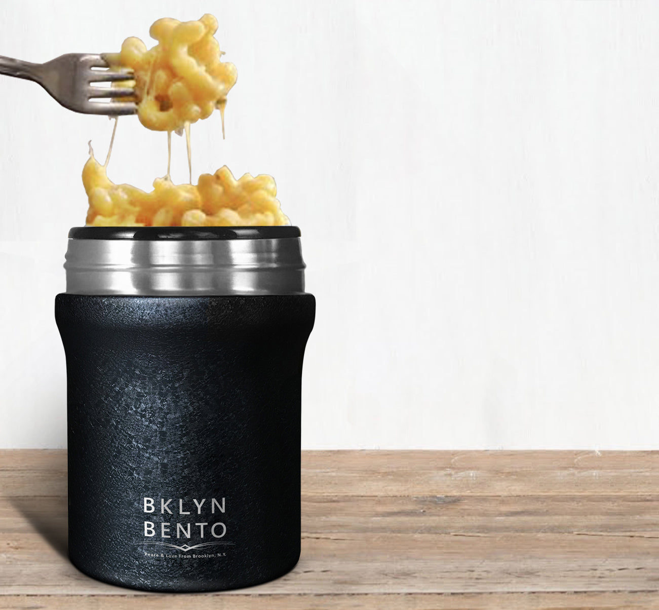 Bklyn Bento Stainless Steel Insulated Food Thermos with Bamboo Spoon, 100% Leak Proof Food Jar – Cracked Coal (Medium / 14oz)