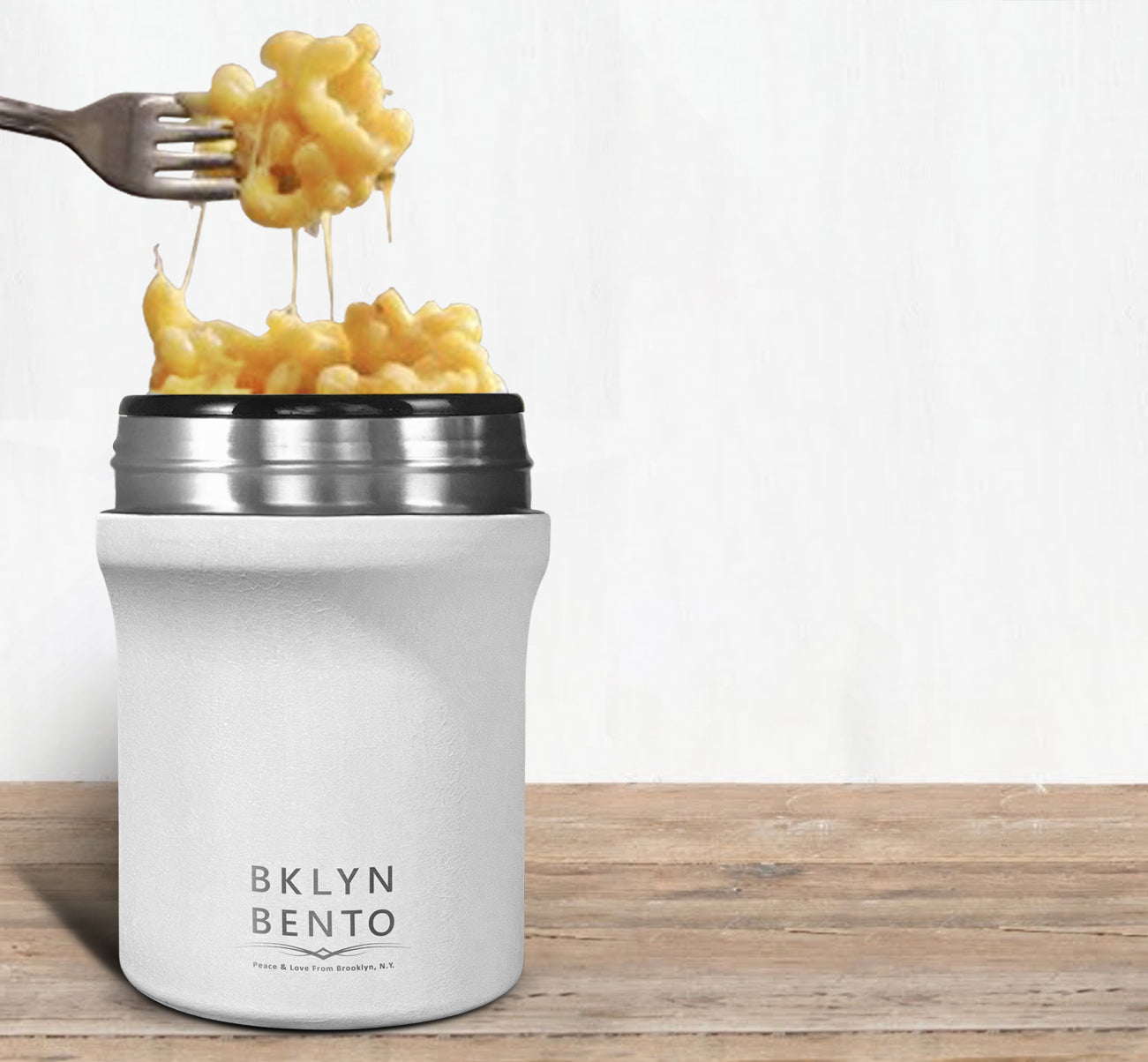 Bklyn Bento Stainless Steel Insulated Food Thermos with Bamboo Spoon, 100% Leak Proof Food Jar – Snow Crystal (Medium / 14oz)