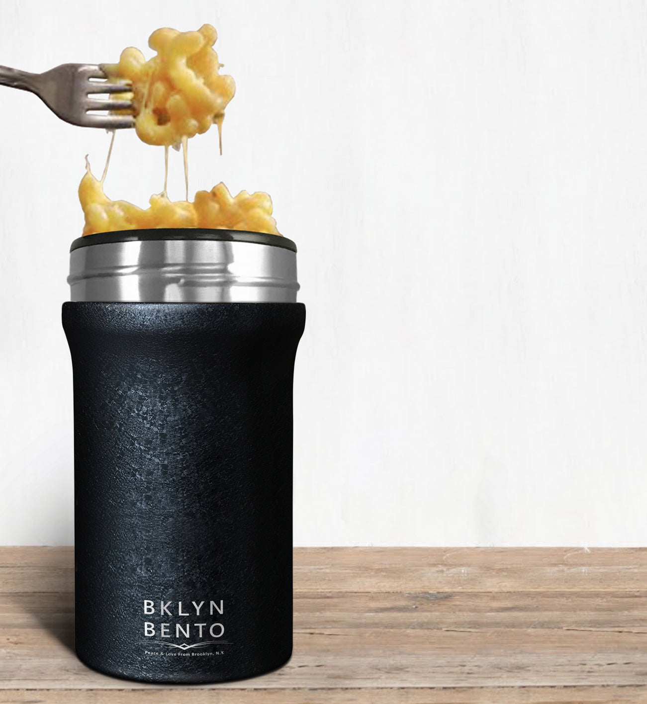 Bklyn Bento Stainless Steel Insulated Food Thermos with Bamboo Spoon, 100% Leak Proof Food Jar – Cracked Coal (Large / 20oz)