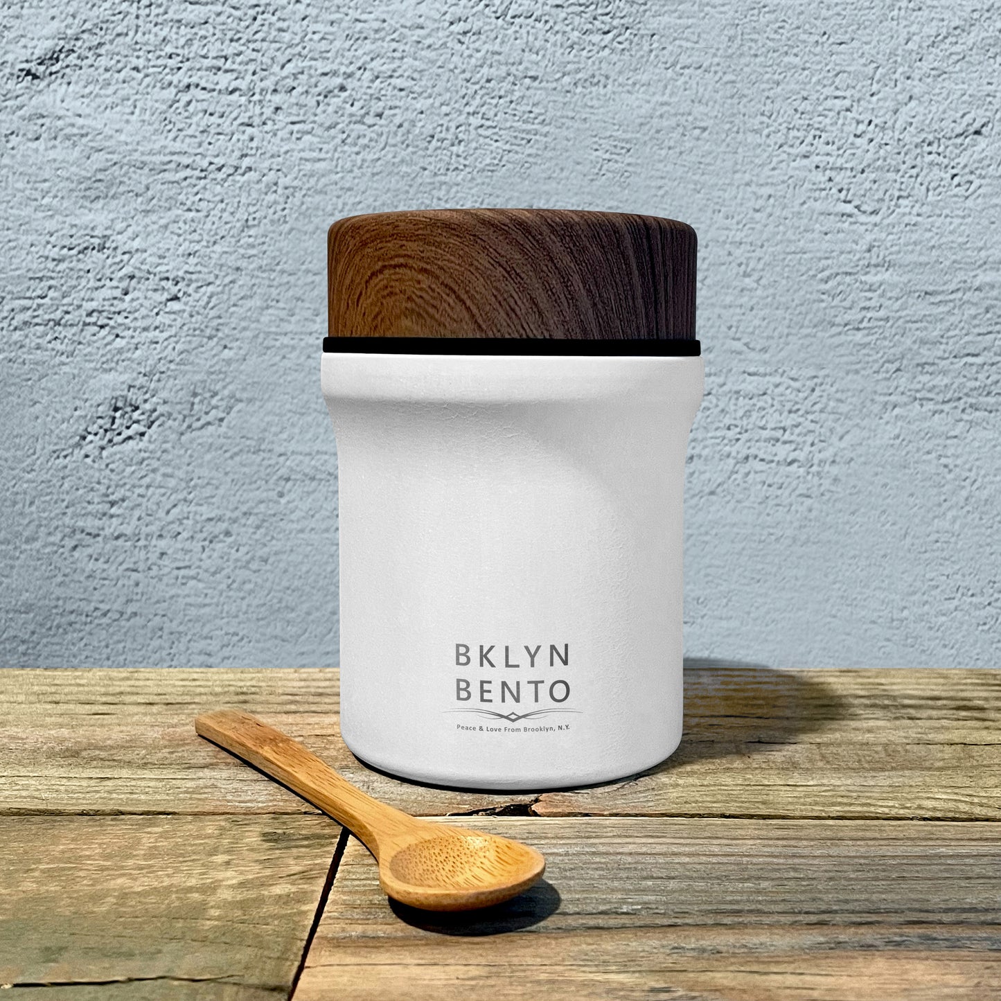 Bklyn Bento Stainless Steel Insulated Food Thermos with Bamboo Spoon, 100% Leak Proof Food Jar – Snow Crystal (Medium / 14oz)