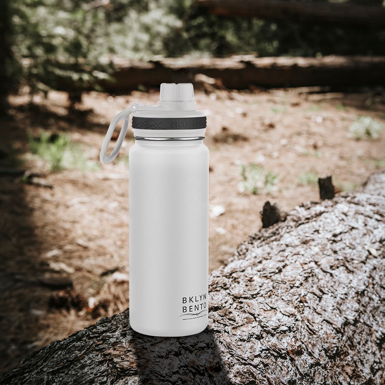 Bklyn Bento Wide-Mouth Vacuum Insulated Water Bottle Comes With All 3 Lid Options: (1) Chug (2) Straw and (3) Coffee Lid (White / 16oz)