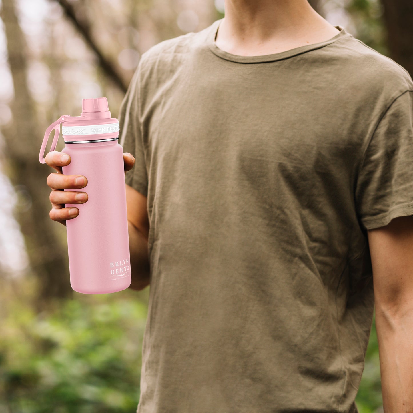 Bklyn Bento Wide-Mouth Vacuum Insulated Water Bottle Comes With All 3 Lid Options: (1) Chug (2) Straw and (3) Coffee Lid (Pink / 16oz)