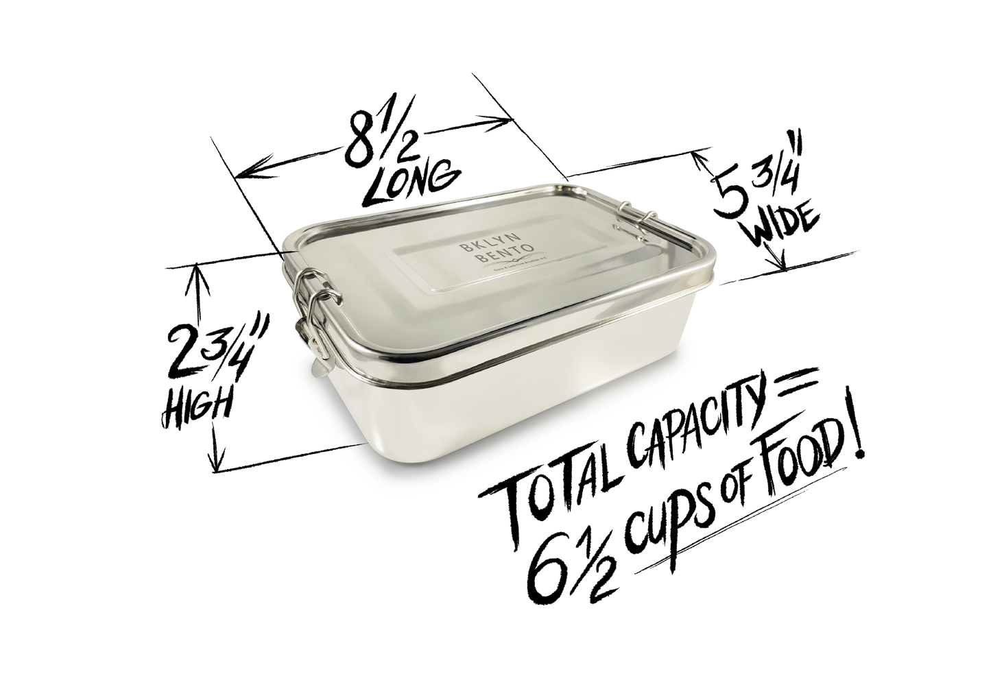 Bklyn Bento - A Single Jumbo Compartment - Stainless Steel Food Storage Container & Lunch Box