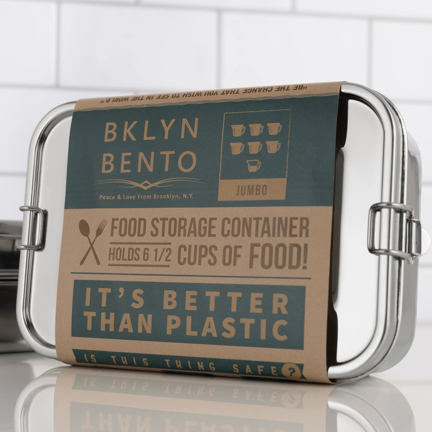 Bklyn Bento - A Single Jumbo Compartment - Stainless Steel Food Storage Container & Lunch Box