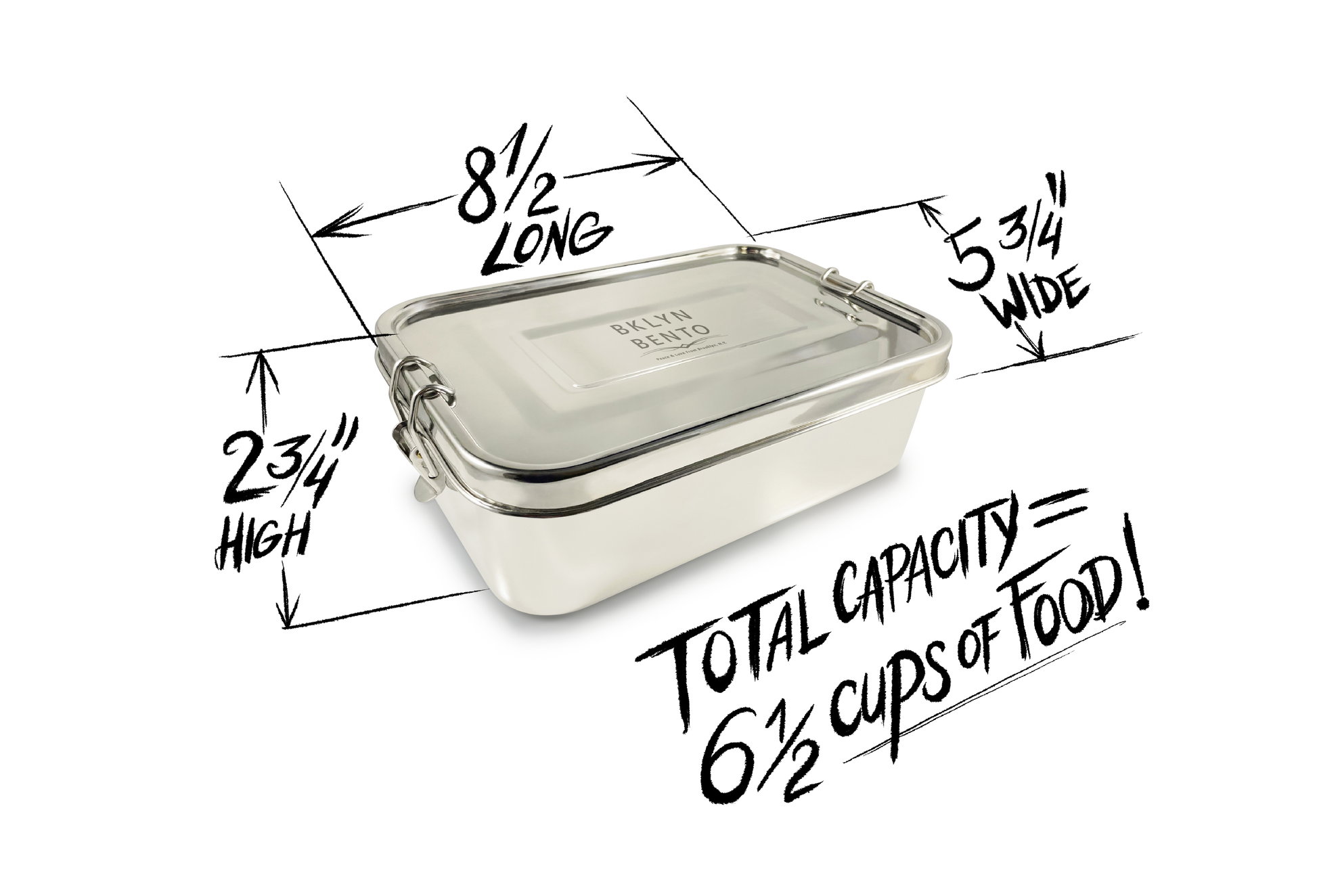 Bklyn Bento Box 100% Stainless Steel Lunch Box for Kids and Adults 3 in 1 - Metal Food Container